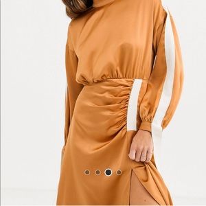 Ruched satin midi dress. Worn once Very flattering